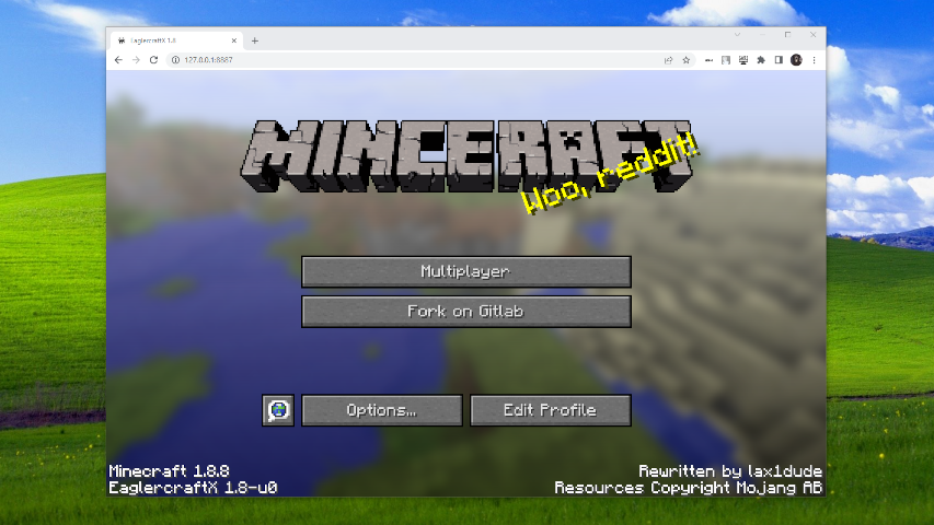 EaglercraftX 1.8 Screenshot Main Menu